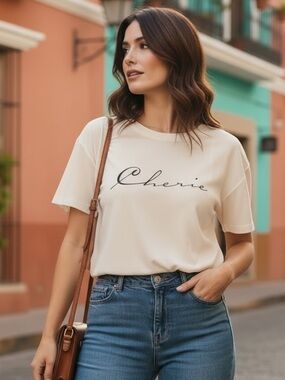 Forever 21 Cherie mesh graphic front top tee 1x